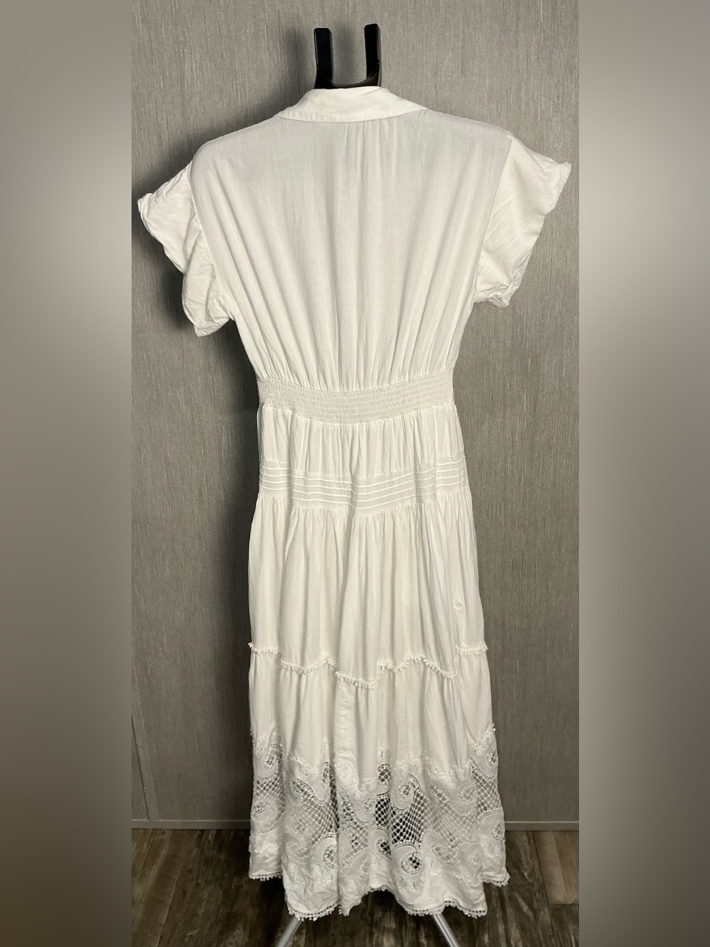 Maje Cream Button-Front Maxi Dress with Lace Design Size 38=US Size 6/8 - Picture 10 of 16